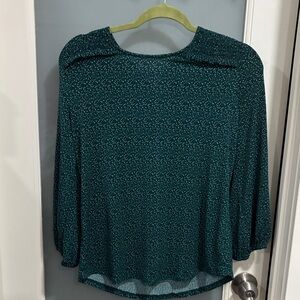 Adrianna Papell Teal Blouse with Dotted Pattern
